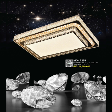 MO - 1255: Đèn áp trần chữ nhật LED - KT: L1100mm x W700 x H150mm - Đèn LED đổi 3 màu