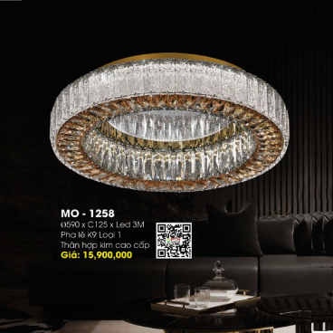 MO - 1258: Đèn áp trần Phale K9 loại 1 - KT: Ø600mm x H125mm - Đèn LED đổi 3 màu