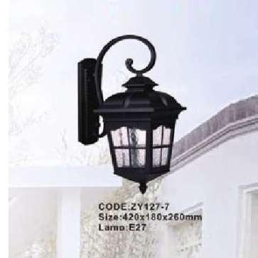 CODE: ZY127-7: Đèn gắn tường ngoài trời - KT: 420mm x 180mm x 260mm - Đèn E27 x 1 bóng