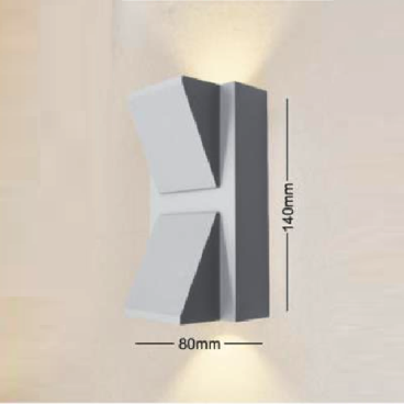 SN - VC 1272: Đèn gắn tường ngoài trời - KT: Ø80mm x H140mm - Đèn LED 5W x 2, ánh sáng vàng trung tính 4000K