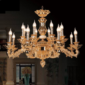 CODE: 1286/16:  Đèn chùm đồng 16 tay - KT: Ø 930mm x H 660mm - Bóng đèn chân E14 x 16 bóng