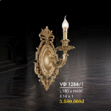 HF - VĐ 1288/1: Đèn gắn tường đồng - KT: L180mm x H400mm - Bóng đèn E14 x 1