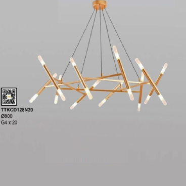 TTKCD128N20: Đèn thả LED 20 bóng, chao ống thủy tinh - KT: Ø800mm - Đèn LED G4 x 20 bóng