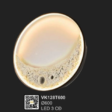 35 - VK128T600: Đèn gắn tường LED - KT: Ø600mm - Đèn LED ánh sáng đổi 3 màu
