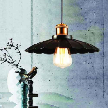 THCN 129: Đèn thả đơn đen - KT: Ø290mm x H900mm - Bóng đèn chân E27 x 1 bóng