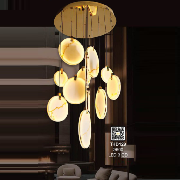 THD129: Đèn thả LED   - KT: Ø600mm - Bóng đèn LED đổi 3 màu