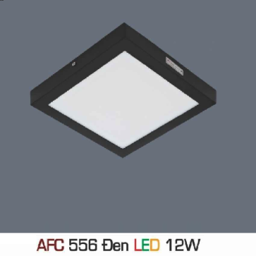 AFC 556 Đen LED 12W: Đèn LED vuông ốp nổi  vỏ đen 12W - KT: 180mm x 180mm x H35mm - 1 chế độ ánh sáng ( vàng/trung tính/trắng)