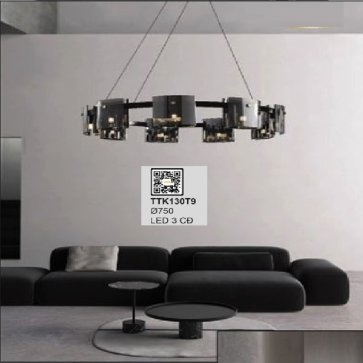 35 - TTK130T9: Đèn thả tròn 9 bóng LED - KT: Ø750mm - Đèn LED đổi 3 màu