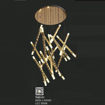 THD131: Đèn thả LED   - KT: Ø600mm  x H3000mm - Bóng đèn LED đổi 3 màu