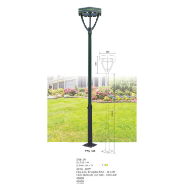 TRỤ 133: Đèn trụ sân vườn chất liệu hợp kim - Đèn LED - Cao 3000mm - Ánh sáng trắng/vàng