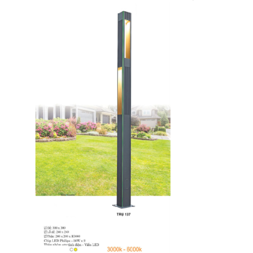 TRỤ 137: Đèn trụ sân vườn chất liệu hợp kim - Đèn LED  -  Ánh sáng trắng/vàng