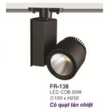 FR-138: Đèn rọi ray LED COB 50W - KT: Ø100mm x H250mm - 1 chế độ ánh sáng (trắng/vàng)