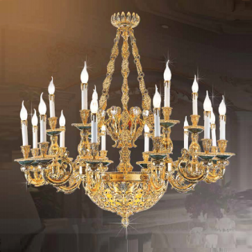 CNQT - 139 - 21: Đèn chùm nến 18 tay - KT: Ø1250mm  x H1000mm - Bóng đèn nến chân E14 x 18 bóng