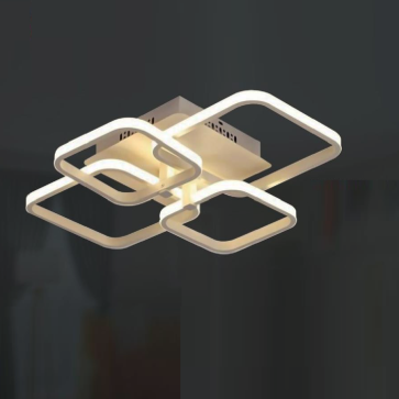 35 - OT1013T4: Đèn áp trần LED Mica 4 cánh - KT: L600mm x H130mm - Đèn LED đổi 3 màu - Remote