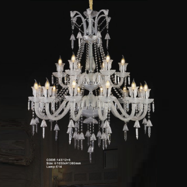 CODE: 143/12+6: Đèn chùm nến 18 tay - KT: Ø1050mm x H1300mm - Bóng đèn nến E14 x 18 bóng