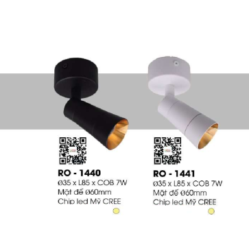 RO - 1400: Đèn rọi - KT: Ø35mm x L85mm - Đèn LED 7W ánh sáng vàng