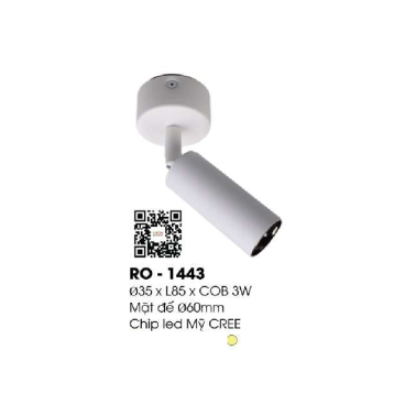 RO - 1443: Đèn rọi - KT: Ø35mm x L85mm - Đèn LED 3W ánh sáng vàng