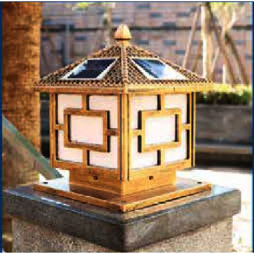 TD - 15 - 20: Đèn đầu trụ NLMT - KT: L250mm x W250mm x H280mm  - Đèn LED + E27 x 1