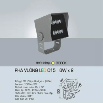 AFC - 015 6W x 2: Đèn pha vuông 6W x 2 - Ánh sáng vàng 3200K