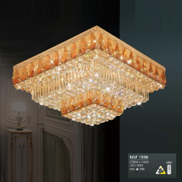 H - MLF 1506: Đèn mâm gắn trần LED Phale - KT: L800mm x W800mm x H330mm - Đèn LED SMD đổi màu - Remote
