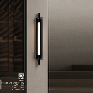 VK152: Đèn tường LED - KT: W80mm x H600mm - Đèn LED 6W ánh sáng vàng 3000K