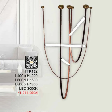 LTK152: Đèn thả LED  - L400mm x H1200mm + L600mm x H1500mm + L800mm x H1800mm - Đèn LED ánh sáng vàng 3000K