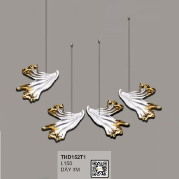 35 - THD152T1: Thả đơn chao Thủy tinh - KT: L150mm - Dây dài 3000mm