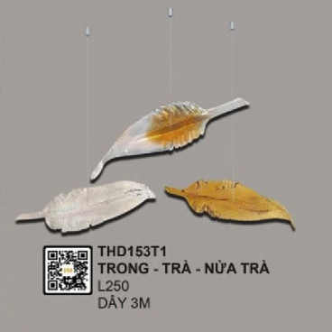 35 - THD153T1: Thả đơn chao Thủy tinh/Phale - KT: L250mm - dây dài 3000mm