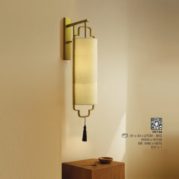 VK154: Đèn tường cổ điển - KT: W340mm x H1150mm - Đèn E27 x 1 bóng