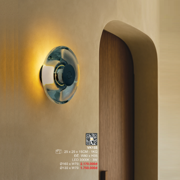 VK155: Đèn tường LED - KT: Ø160mm x W700mm - Đèn LED 3W ánh sáng vàng 3000K