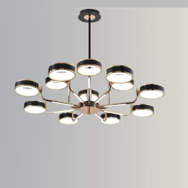 35 - TTK155T12: Đèn chùm LED thân Đen 12 tay - KT: Ø900mm - Đèn LED 150W đổi 3 màu