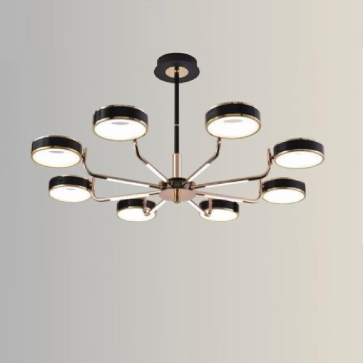 35 - TTK155T8: Đèn chùm LED thân Đen 8 tay - KT: Ø750mm - Đèn LED 120W đổi 3 màu