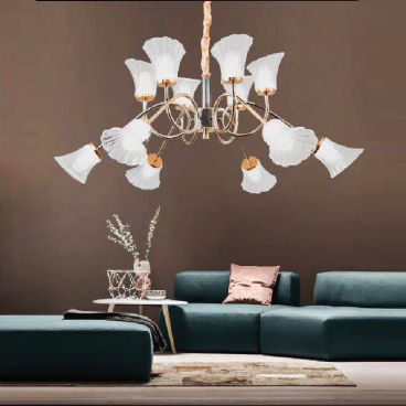 VE - T - 1579/12: Đèn chùm LED 12 tay - KT: Ø980mm x H1000mm - Đèn LED đổi 3 màu