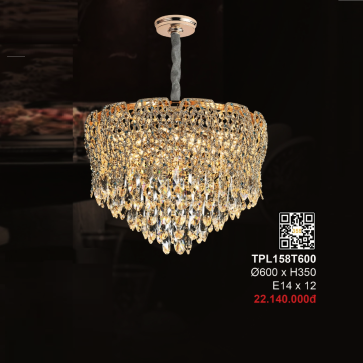 3- TPL158T600: Đèn thả Phale - KT: Ø600mm x H350mm - Bóng đèn E14 x 12 bóng