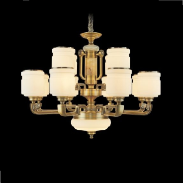 E - C - 159/8 + 4: Đèn chùm 12 tay, chao thủy tinh - KT: Ø960mm x H620mm - Bóng đèn E27 x 12 bóng + Đèn LED