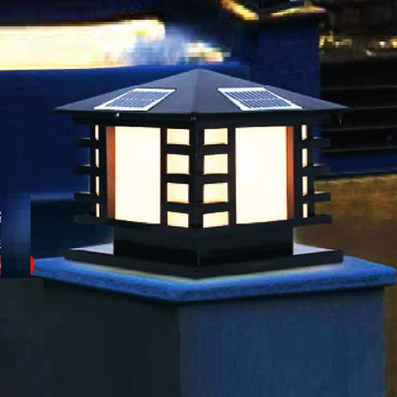 TD - 16 - 20: Đèn đầu trụ NLMT - KT: L300mm x W300mm x H280mm - Đèn LED  -  Bóng đèn E27 x 1