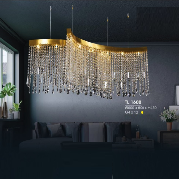 HF - TL 1608: Đèn thả Phale LED - KT: Ø900mm x W600mm x H450mm- Đèn LED G4 x 12 bóng ánh sáng vàng