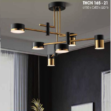 THCN 165-21: Đèn chùm LED 6 bóng - KT: Ø750mm x H400mm - Đèn LED x 6 bóng