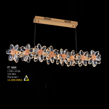 FT 1654: Đèn thả ngang Phale LED  - KT: L1100mm + W100mm  - Đèn LED 96W đổi 3 màu