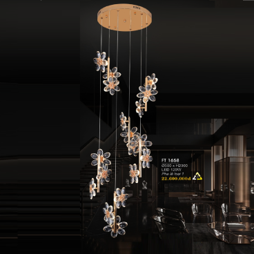 FT 1658: Đèn thả Phale LED  - KT: Ø500mm + H2000mm - Đèn LED 120W đổi 3 màu