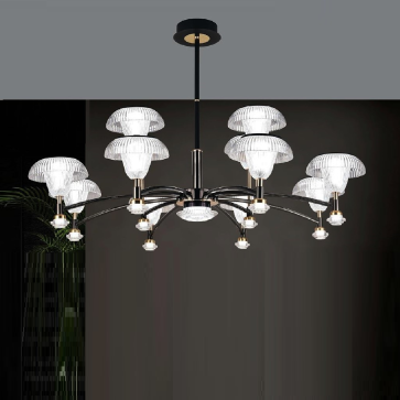 S - CL 1659/8+4: Đèn chùm  LED 12 Tay - KT: Ø950mm x H520mm - Đèn LED 225W ánh sáng đổi 3 màu