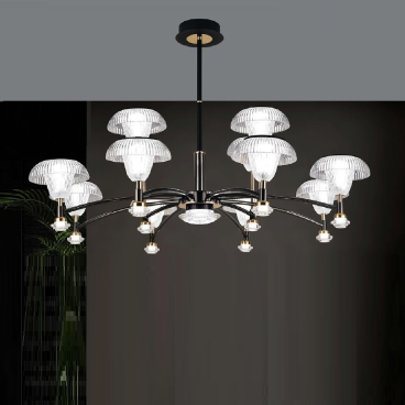 S - CL 1659/8+4: Đèn chùm  LED 12 Tay - KT: Ø950mm x H520mm - Đèn LED 225W ánh sáng đổi 3 màu