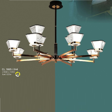 S - CL 1665/8+4: Đèn chùm  LED 12 Tay - KT: Ø930mm x H450mm - Đèn LED 225W ánh sáng đổi 3 màu