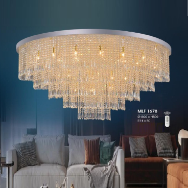 H -  MLF 1678: Đèn áp trần Phale - KT:  Ø1800mm x H800mm - Bóng đèn chân E14 x 50 bóng  - Remote