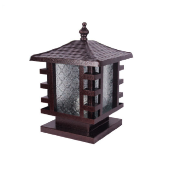 HF - 016B: Đèn gắn đầu trụ - KT: 250mm x 250mm X H300mm - Bóng đèn E27 x 1