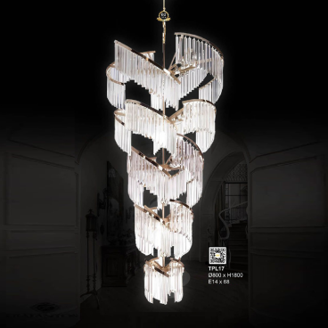 TPL17: Đèn thả Phale - KT: Ø800mm x H1800mm - Bóng đèn E14 x 68 bóng
