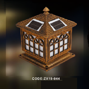 CODE: ZX19 - 044: Đèn gắn đầu trụ NLMT - KT: 400mm x H400mm - Đèn LED