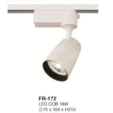 FR-172: Đèn rọi ray LED COB 18W - KT: Ø75mm x 108mm x H215mm - 1 chế độ ánh sáng (trắng/vàng)