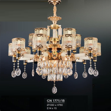 HF - CN 1771/15: Đèn chùm 8 tay - KT: Ø1000mm x H760mm - Bóng đèn E14 x 15 bóng