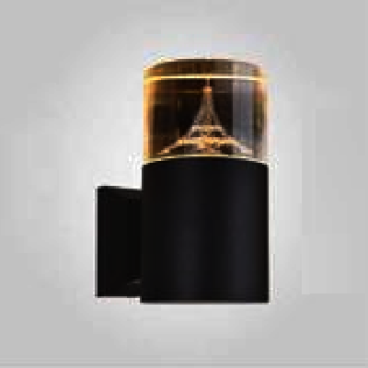 AN - NT - 1776B/BK: Đèn gắn tường ngoài trời - KT: Ø90mm x H155mm - Đèn LED ánh sáng vàng 3500K